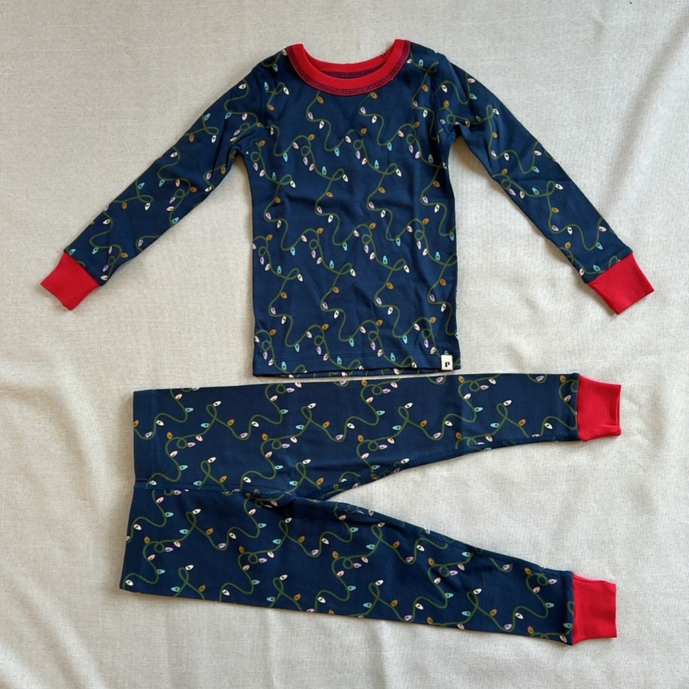Pact organic cotton unisex kids Navy Lights Pajama Set - Picture 3 of 10